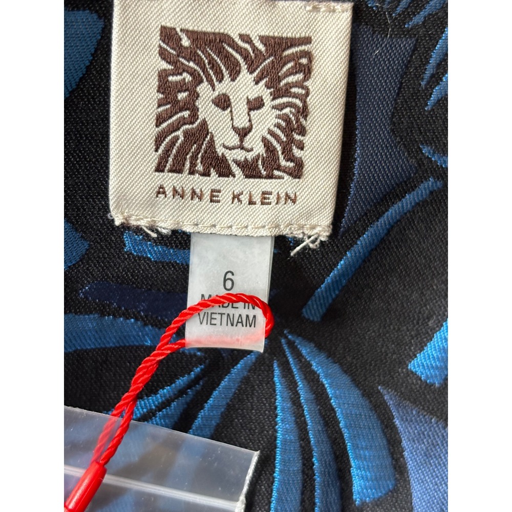 Anne Klein Womens Coat Size 6 Blue Black Floral Print Button Front Spruce NEW - Picture 7 of 11